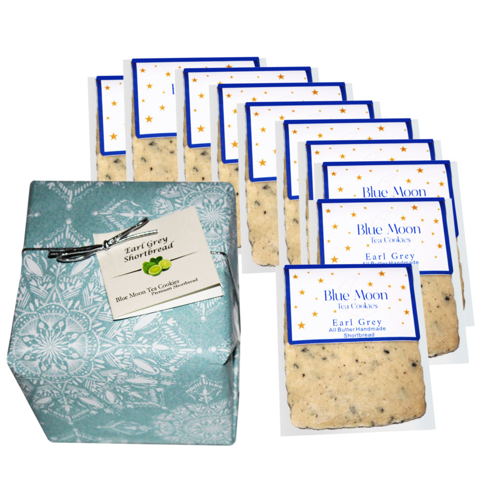 10 Earl Grey Shortbread Cookies - Gift Box - Individually Wrapped Cookies